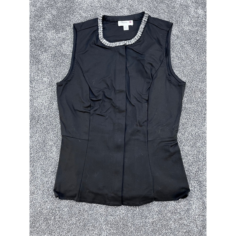 3.1 Phillip Lim for Target Black Sleeveless Top Jeweled Neckline Size S